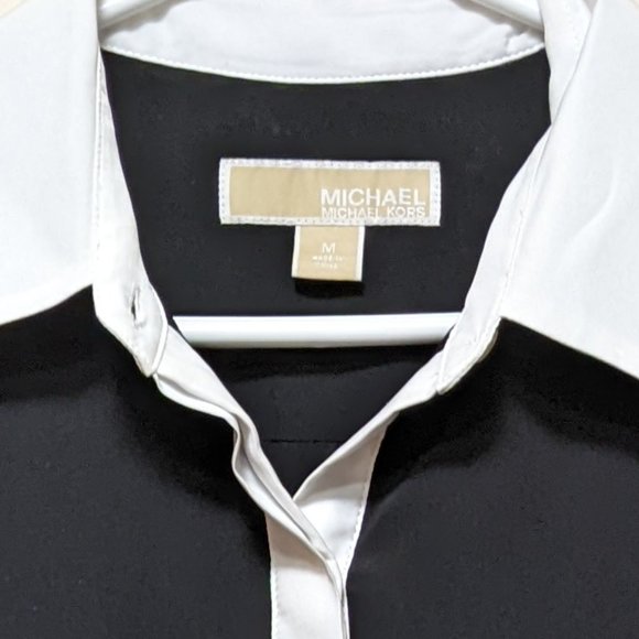 3 for $30 - Michael Kors Black Button Up with White Pockets - Picture 3 of 5